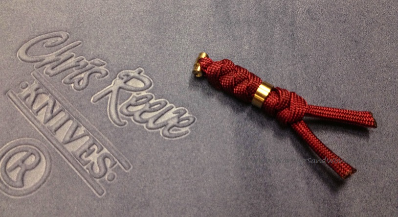 Chris Reeve Sebenza Small Lanyard, Burgundy, Gold Bead